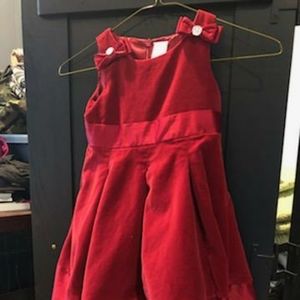 Red Velour Pleated Dress